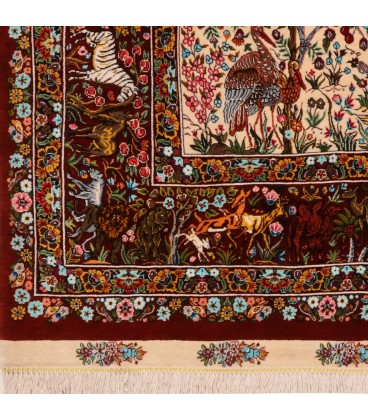 فرش دستباف تمام ابریشم قم QM21-ابعاد 94×163