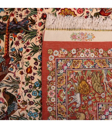 فرش دستباف تمام ابریشم قم QM21-ابعاد 94×163